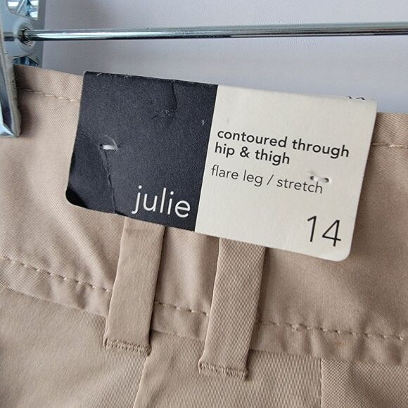 ann taylor loft high waist julin flare tan leg size 14 - Picture 7 of 8